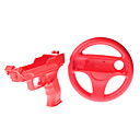 6-in-1 Accessories Kit for Wii(Contain 2 Battery Covers,2 Wrist Straps,1 Steering Wheel,1 Laser Gun,Red)