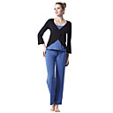 l'environnement de protection en coton à manches longues costume niveaux yoga sportif (cimes bleues et noires + pantalon bleu)
