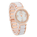 Elegant Women's Alloy Quartz Movement Glass Round Shape with Crystal Dress Watch(More Color)