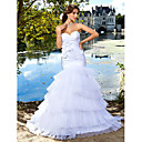 Trumpet/ Mermaid Sweetheart Floor-length Organza Tiered Wedding Dress