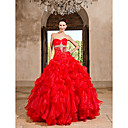 Ball Gown Sweetheart Floor-length Organza Dress With Beading