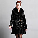 Long Sleeve Fox Fur Shawl Collar Mink Fur Evening/Career Coat