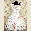 Manches mi-longueur du motif Beige Fleur de Coton Robe Lolita Pays
