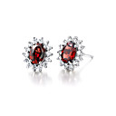 925 Sterling Silver Natural Garnet Earrings(1.4carat)(5*7mm)