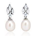 Charming Sterling Silver Fresh Water Pearl Drop Earrings(8*8mm)