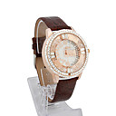 Women's PU Quartz Movement Glass Round Shape Dress Watch