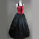 Sleeveless Floor-length Red Cotton Black Lace Aristocrat Lolita Dress