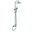 Contemporary Single Handle Shower Faucet Chrome Finish With Rainfall Shower Head And Hand Shower