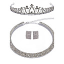Moda de aleación con diamantes de imitación conjunto de joyería de las mujeres incluyendo el collar, pendientes, Tiara