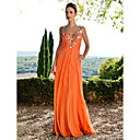 Sheath/Column V-neck Floor-length Chiffon Evening Dress With Sequins