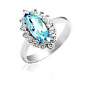  Encantador Sterling Silver Ring Topaz (1 quilate) (5 * 12mm)