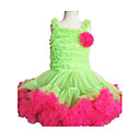 pettidress maçã verde com rosa vestido da menina flor chiffon plissado