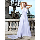 A-line Jewel Floor-length Chiffon Evening Dress