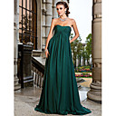 A-line Strapless Sweep/Brush Train Chiffon Evening Dress