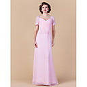 Sheath/Column V-neck Floor-length Chiffon Mother of the Bride Dress