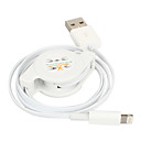 Sincronização relâmpago retrátil cabo de carga e para o iPhone 5, Mini iPad, iPad 4, iPods (branco, 80cm Max)