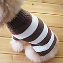 Stripe Pattern Turndown Collar Style Sweater for Dogs Cats (Brown,XS-M)