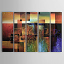 Hand-painted Abstract Oil Painting with Stretched Frame - Set of 5