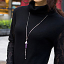 NEOGLORY JEWELRY Zircon Lavender Love Symbol Long Necklace(Pendant:11*1.5CM;Length:70CM)