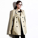 ALAN Double Breast Pockets Decorated Self Belt Cape