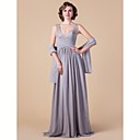 Sheath/Column V-neck Floor-length Chiffon Mother of the Bride Dress With A Wrap
