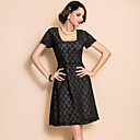 ts decote quadrado vestido de renda preto balanço