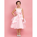 bola vestido jóia chá de comprimento cetim e organza vestido da menina flor