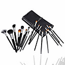 alta classe mista lã jogo de escova de cabelo maquiagem com caixa preta elegante (19 pcs)