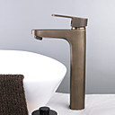 einzigen Handgriff Centerset Waschbecken Wasserhahn Messing antik finish (groß)