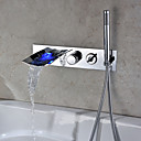 verchromt Farbwechsel Wandmontage Badewanne Wasserhahn mit Handbrause