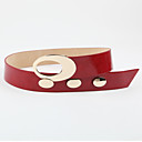MODSTROM Red Hollow Oval Buckle PU Smooth Grain Leather Belt