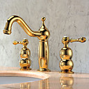 Solid Brass Two Handles Bathroom Sink Faucet(Ti-PVD Finish)