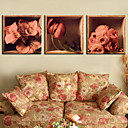 Stretched Canvas Print Floral Roses Set of 3 1301-0177