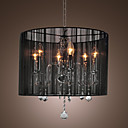 Stylish Crystal Flush Mount with 6 Lights in Black Fabric Shade