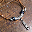 Vintage Leren Tibetaans Zilver Choker (lengte: 45cm)
