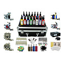 6 Guns Pro Complete Tattoo Kit Machine Power Supply 15 Ink