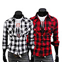 Men's Cheap Long Sleeve Chequer Print Leisure Shirt(Assorted Colors And Sizes)