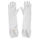 Flower Girl Elastic Satin Fingertips Elbow Length Wedding Gloves With Bows And Crystal (More Colors)