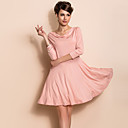 TS Eenvoud kappen kraag Swing Jersey Jurk