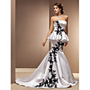 le train chapelle robe bustier de mariée en satin trompette / sirène