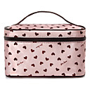 Pink Heart Pattern Portable Cosmetic Makeup Pouch Hand Carrying Case Bag With Cosmetic Mirror