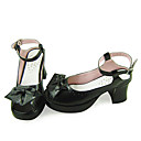 Fatto a mano in pelle PU nera tacco alto 7,5 centimetri Gothic Lolita Sandali