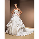 Ball Gown Strapless Taffeta Chapel Train Wedding Dress