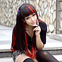 peruca lolita inspirado pelo punk cor preta e vermelha misturada 70 centímetros