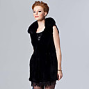 Fox Fur Turndown Collar Rex Rabbit Fur Casual/Party Vest