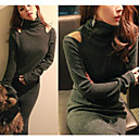 Women's Ribbed Knit Maxi Dress with High Neck
