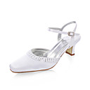 Satin Chunky Heel Sandals With Rhinestone For Wedding (More Colors)