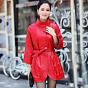 3/4 Sleeve Turndown Collar Lambskin Leather Casual/Party Coat (More Colors)