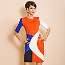 TS Contrast Color Slim Fit Jersey Orange Dress