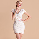 TS High End V Neck Handmade Beads Lace Sheath Dress